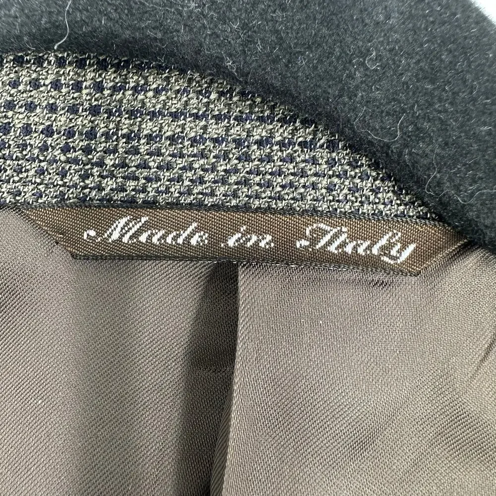 Canali Mens 42R EU52 Double Breasted Sport Coat Jacket Wool Checked Brown Italy
